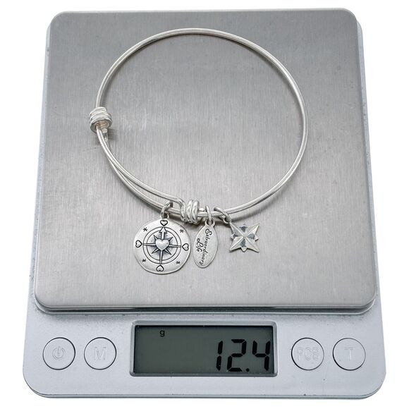 Footnotes Sterling Silver 925 Go Confidently Quote Charm Slide Bracelet 7.5" - Picture 6 of 6